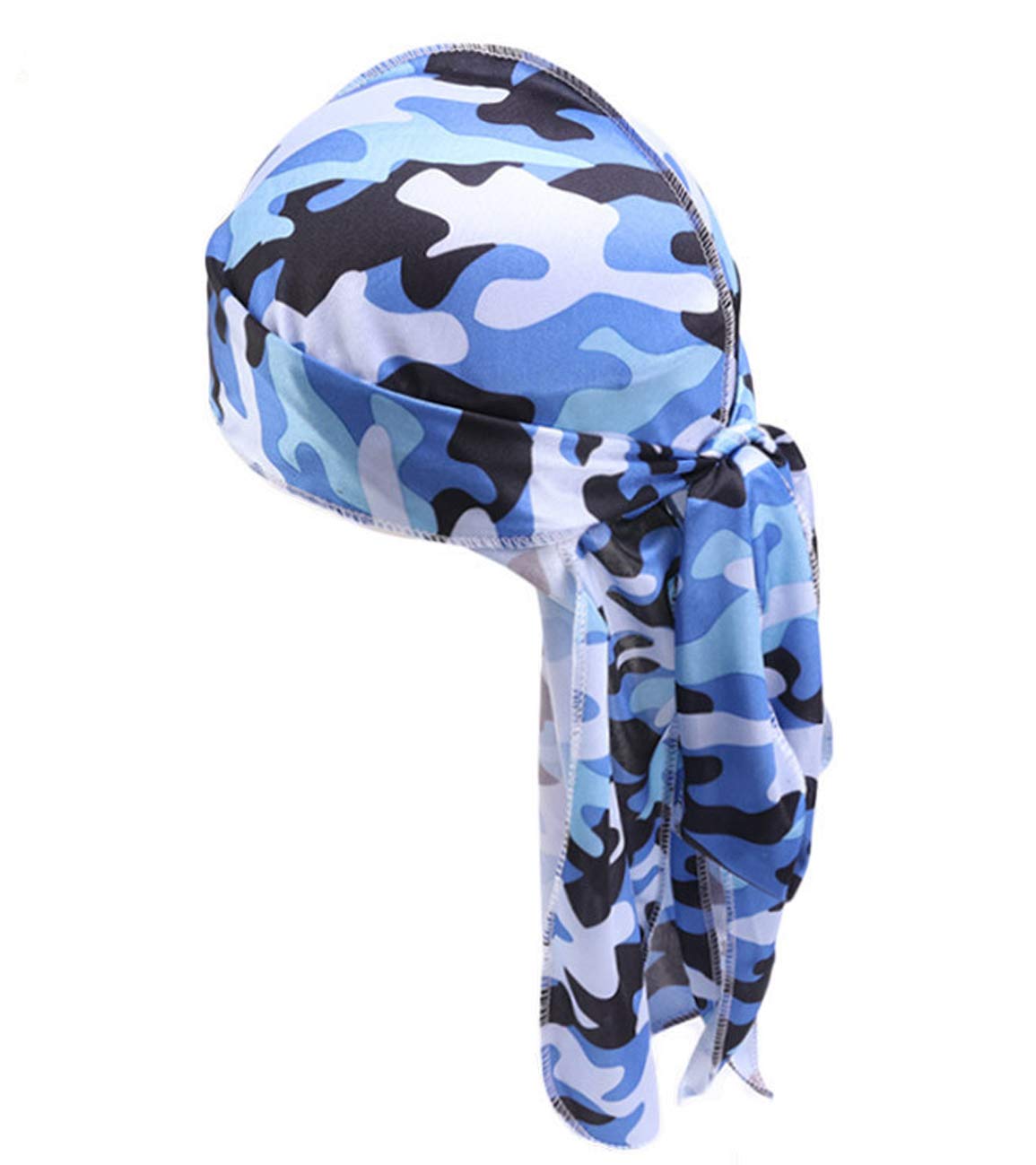 Durag for Waves Headwrap Long Tail Doo Rag for 360 Waves Du-Rags Men Women HC11 Camouflage Royal Blue