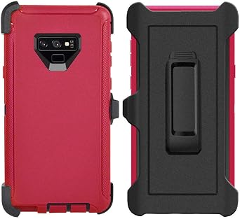 Defender Case for Samsung Galaxy Note 9,[NO Screen Protector][Heavy Duty][Drop Protection] Tough Rugged TPU Hybrid Hard Shell Case for Galaxy Note 9 Red+Black