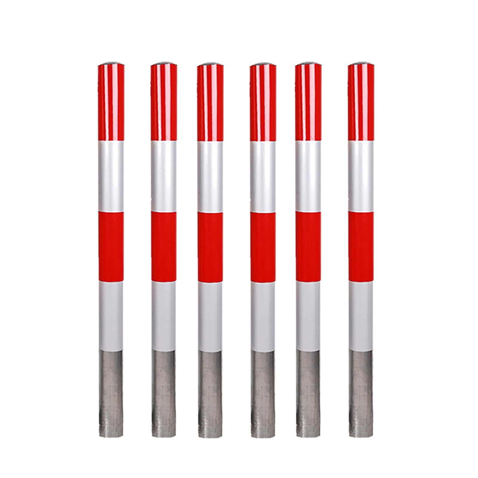 SGKOMN Heavy-Duty Safety Bollard Posts - Rustproof & Waterproof Traffic Barriers for Driveways, Reflective Security Bollards, 6pcs-red-39.4 * 4.5in