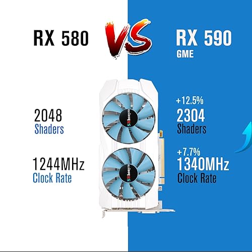 Miniatura 5 de Radeon RX 590 GME 2304SP - Tarjeta gráfica GDDR5 de 8 GB para PC, tarjeta de video para juegos, 256 bits, PCIe 3.0 x16, conector de 6 pines, 2