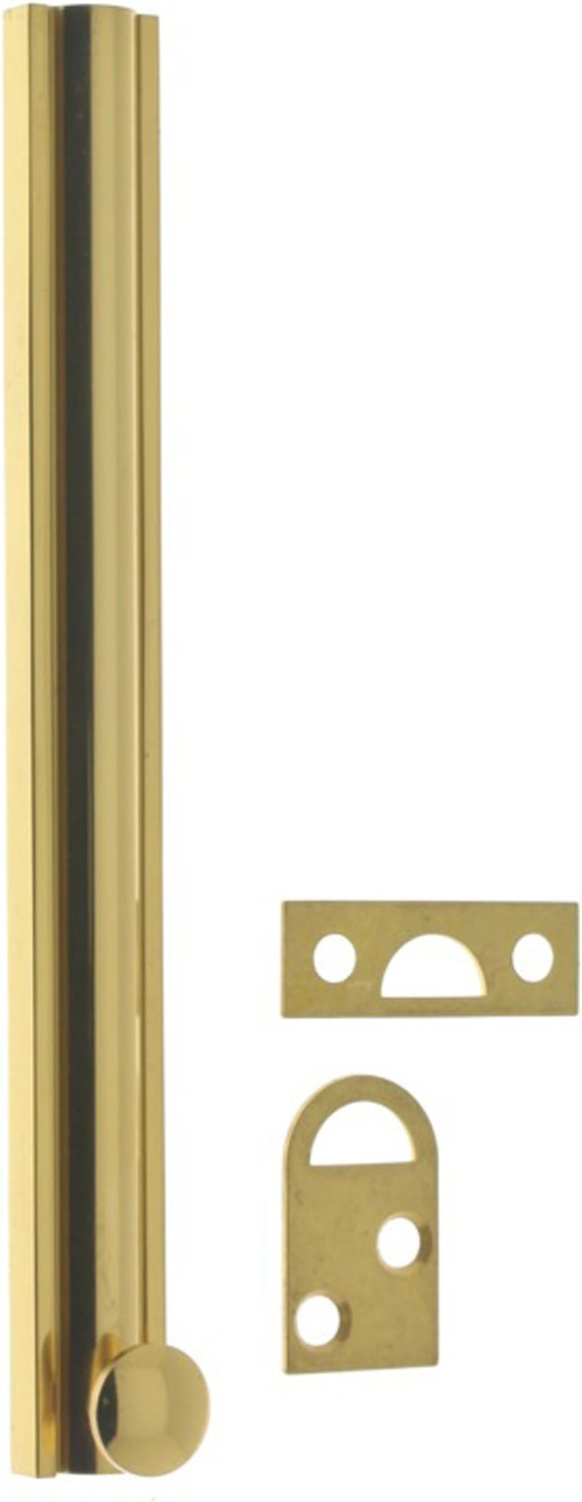 idh by St. Simons 11066-003 Professional Grade Quality Genuine Solid Brass Surface Bolt with 1-Inch Throw, 8-Inch, Polished Brass