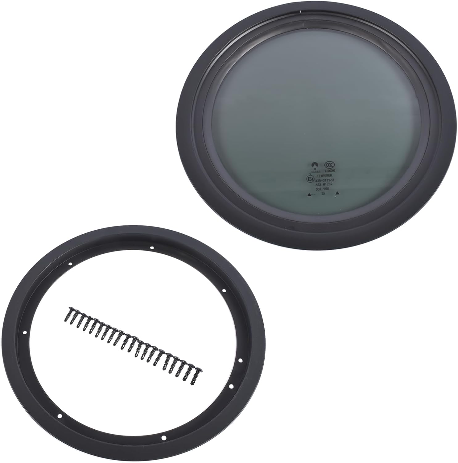 12" Round Tinted RV Window with Trim Ring - Fixed Replacement for Camper, Caravan, Motorhome - Fits 1-5/8" Wall Thickness Mixizap