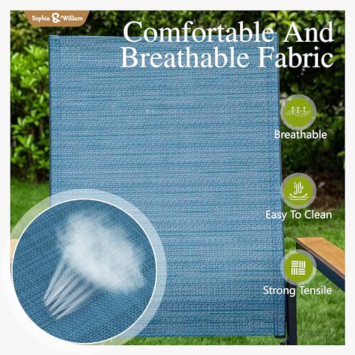 Image of Sophia & William Patio Dining Set for 8, Square Table & Aluminum Chairs | Metal table, Blue Stackable Chairs, Breathable & quick-drying, Light-weight & space-saving, Umbrella Hole, Outdoor