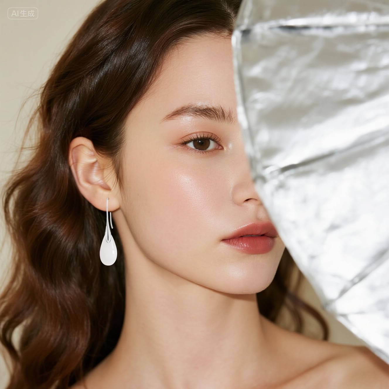 Natural Simple Single Geometric Stone Drop Earrings,Silver Real Genuine Crystal Quartz Gemstone Statement Dangle Earrings for Women Her - Image 4