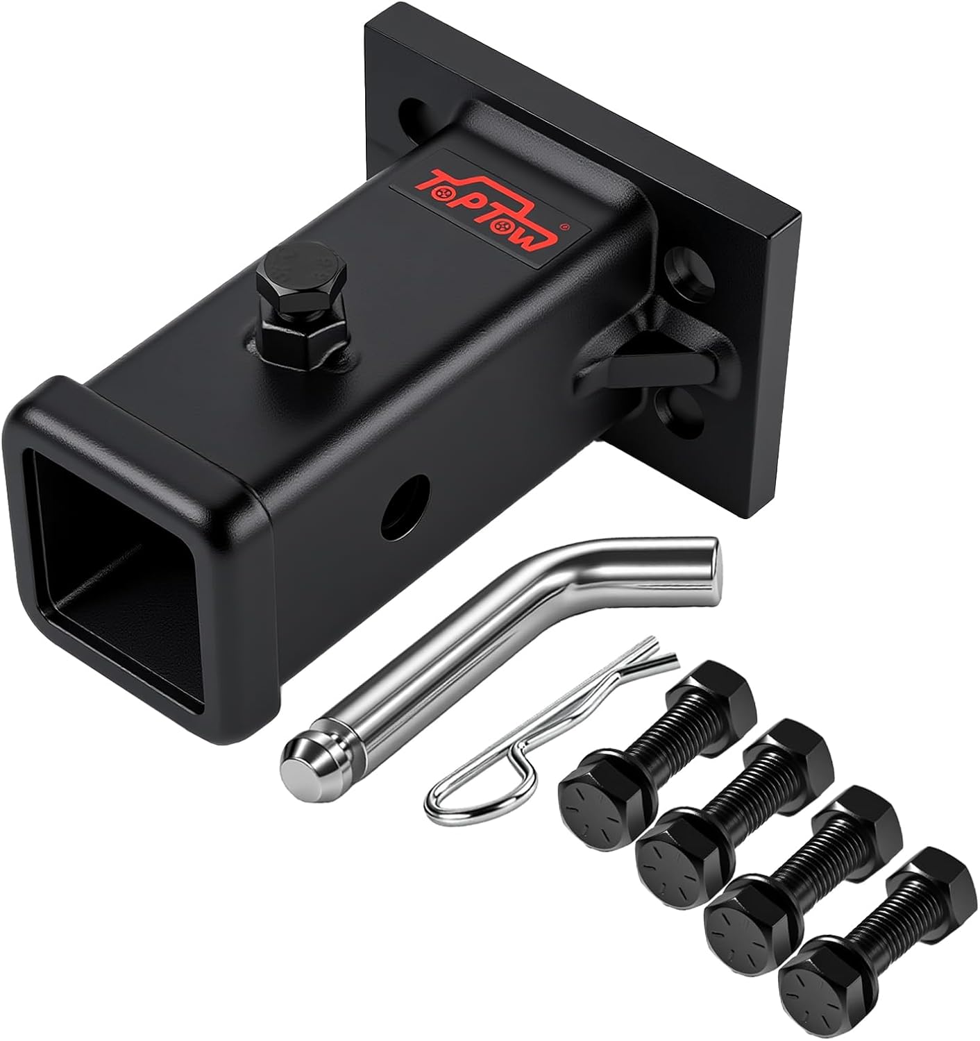 TOPTOW Bolt-on Hitch Receiver Tube, 2-inch Square Tube with Anti-Rattle Nut, Fits Wall Mounts, Receiver Hitch Accessories, Bike Racks or Cargo Carriers