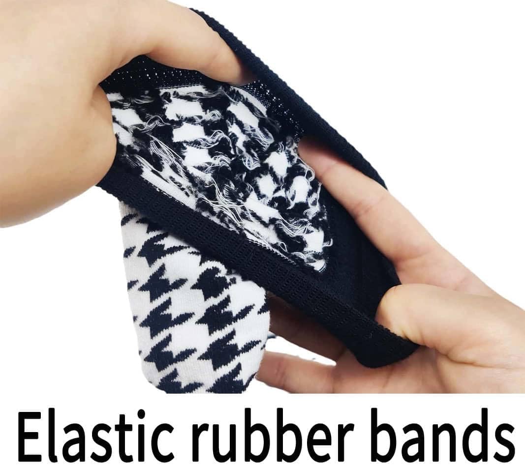 2 Pairs Women Soft Cozy Organic Cotton Houndstooth Socks Calf Crew Plaid Pattern Graphic Casual Spring Fall Winter Outdoor Office Work Valentine's Day Gifts Black White 2026 - Image 5