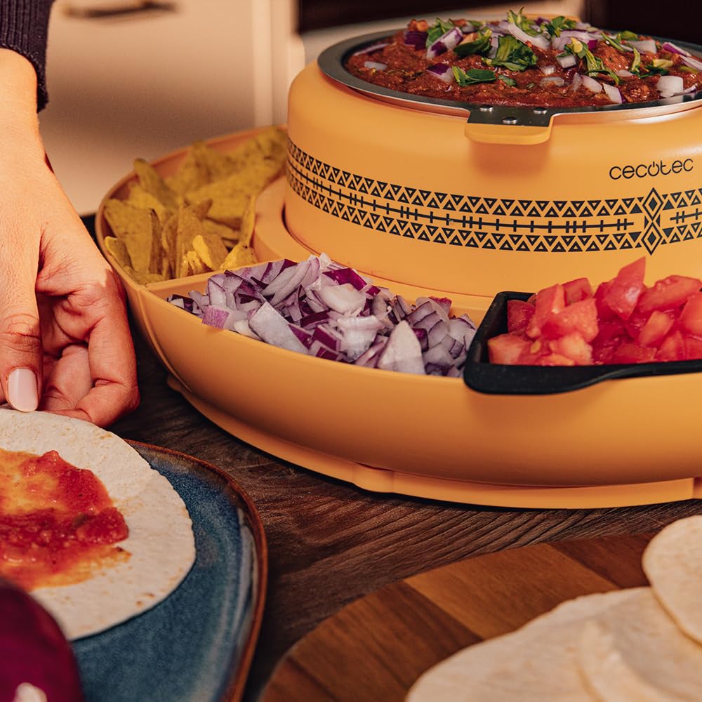 Cecotec Tacos Taco Maker Fun Taco Andale Maszyna do podgrzewania składników. 40 W, 600 ml komora środkowa, atrakcyjny design dla dzieci, 4 przegródki i 4 silikonowe formy