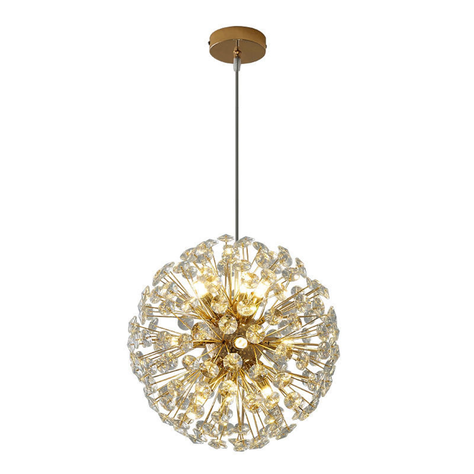KXEcoLife Crystal Chandeliers, 12-Light Modern Firework Pendant Lighting, G9 Dandelion Chandelier Light Fixtures for Dining Room Bedroom Living Restaurant Kitchen Aisle Hallway