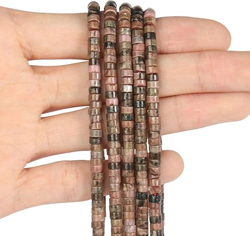 Vista 90 de Cuentas Heishi de 1 hebra de piedras preciosas naturales – 0.157 x 0.079 pulgadas sueltas planas, redondas, sin teñir, piedras espaciadoras