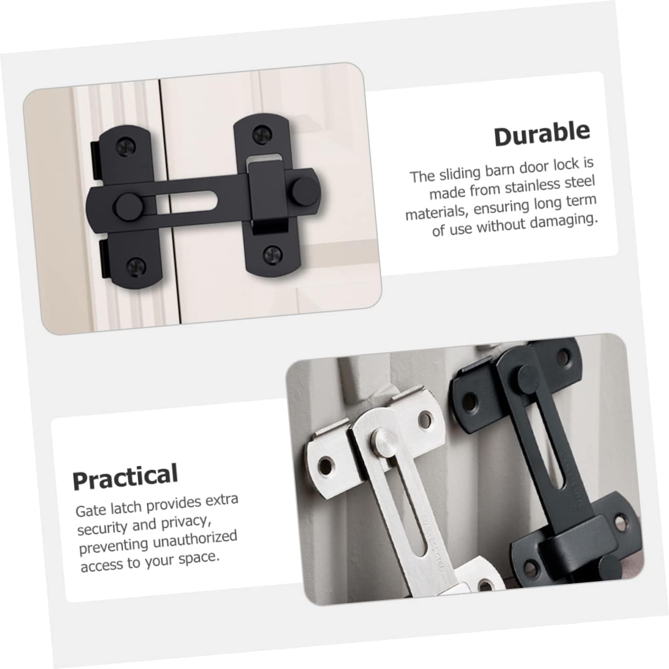 gate Latch,gate Lock, 2pcs Door Latch Barn Door Lock Door Clasp Gate Latches Sliding Door Lock Door Lock Latch Lock for Door Garage Door Lock Safety Locks for Doors Pocket Inner Door Stainless Steel