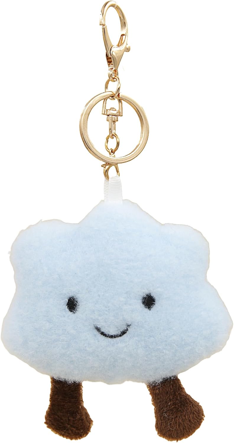 Cute Cloud Plush Keychain for Backpack, Kawaii Purse Bag Charms for Handbags Accessories Gift for Women