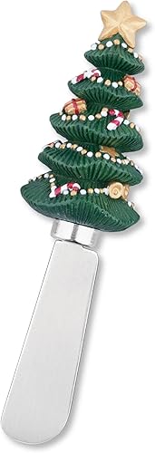 Miniatura 6 de Supreme Housewares Cuchillos esparcidores de queso y mantequilla, decoración navideña, mango de resina pintado a mano de 4 piezas con hoja de acero