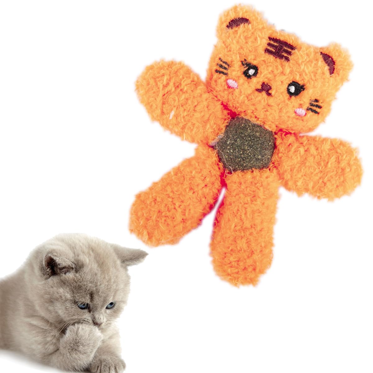 Brinquedo Gato Com Erva-Dos-Gatos Panda - Pelúcia Interativa | Limpeza Dental