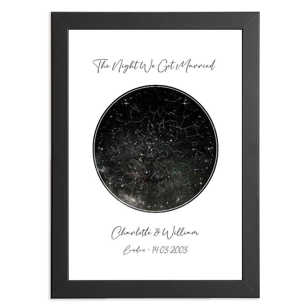 Personalised Gifts For Wedding Anniversary - Star Chart Present For Husband Or Gift For Wife, Special 1st Paper Wedding Anniversary Presents For Her. Romantic Gits For Him, Christmas, Valentines Day