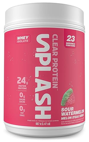 Revolution Nutrition, Splash Clear Isolate Protein, 100% Clear Whey Isolate Powder, Juice-Type, Candy Flavour, Collagen, 24g of Protein Per Scoop, Zero Sugar, Zero Carb, 667g, 23 Servings (Sour Watermelon, 1.47 Pound) - Watermelon - 1.47 Pound