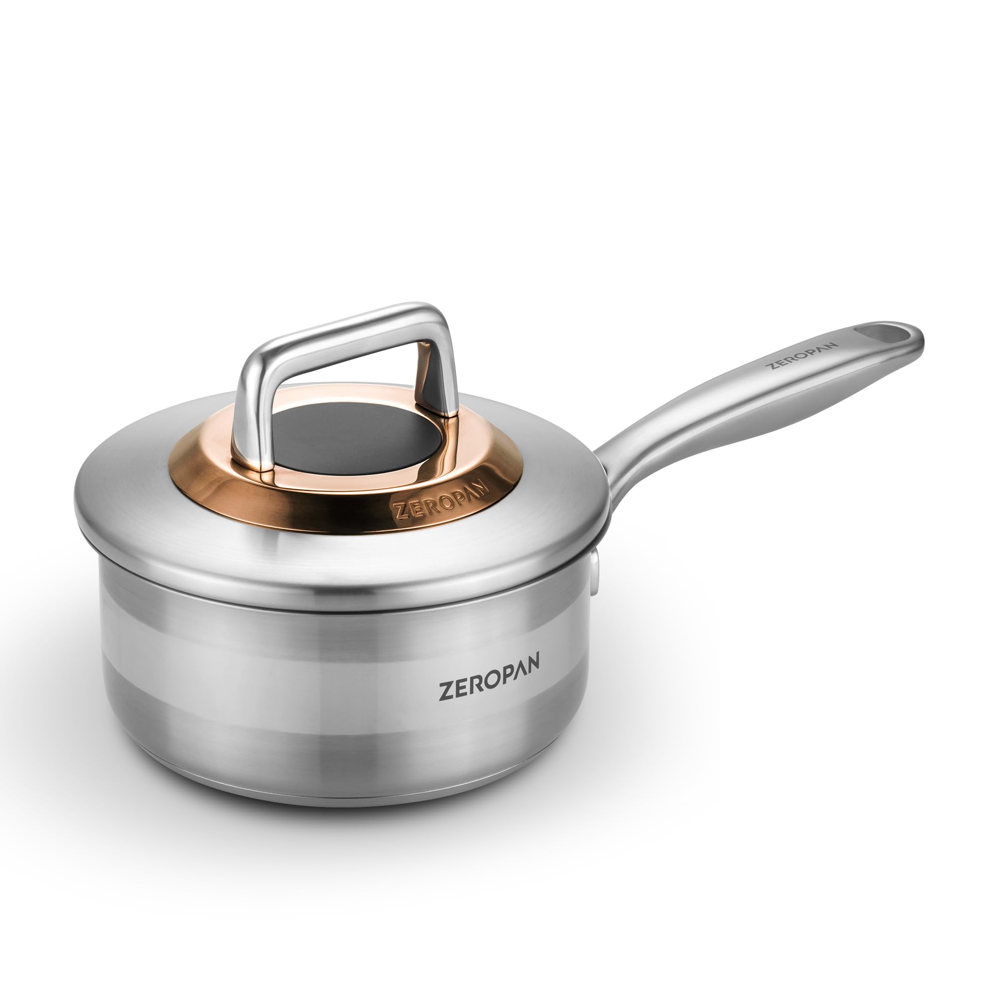 ZEROPAN Saucepan Nonstick with Lid 16cm/1.2 Litre, Hybrid Stock Pot, Stay-Cool Handle, Dishwasher, PFAS PFOA & PTFE Free, Oven-Safe Up to 260°C, Compatible with for All Cooktops