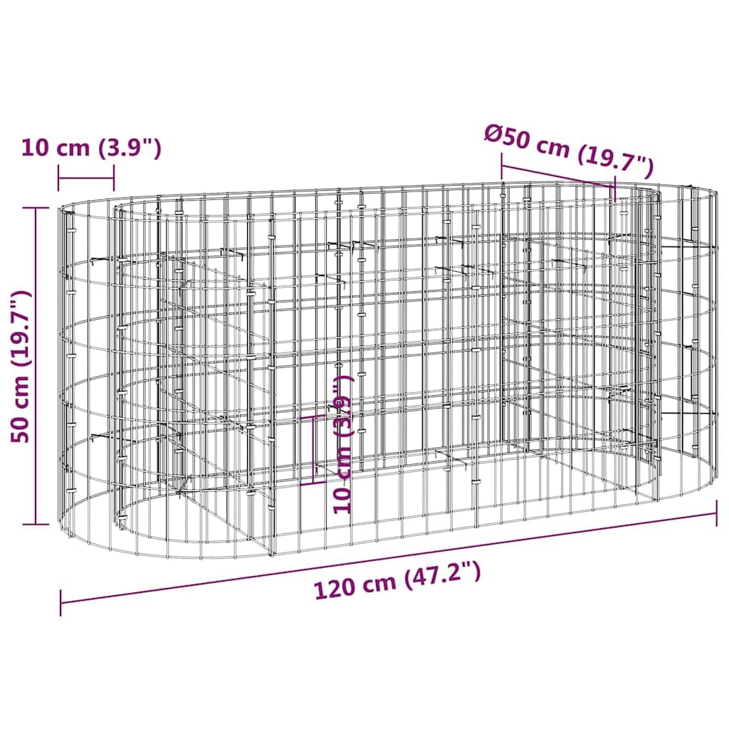 Gabionen-Hochbeet aus verzinktem Eisen 120 x 50 x 50 cm, silberner Pflanzkübel für Garten, Terrasse, Balkon, Blumen, Kräuter und Gemüse, robuster Außenbereich