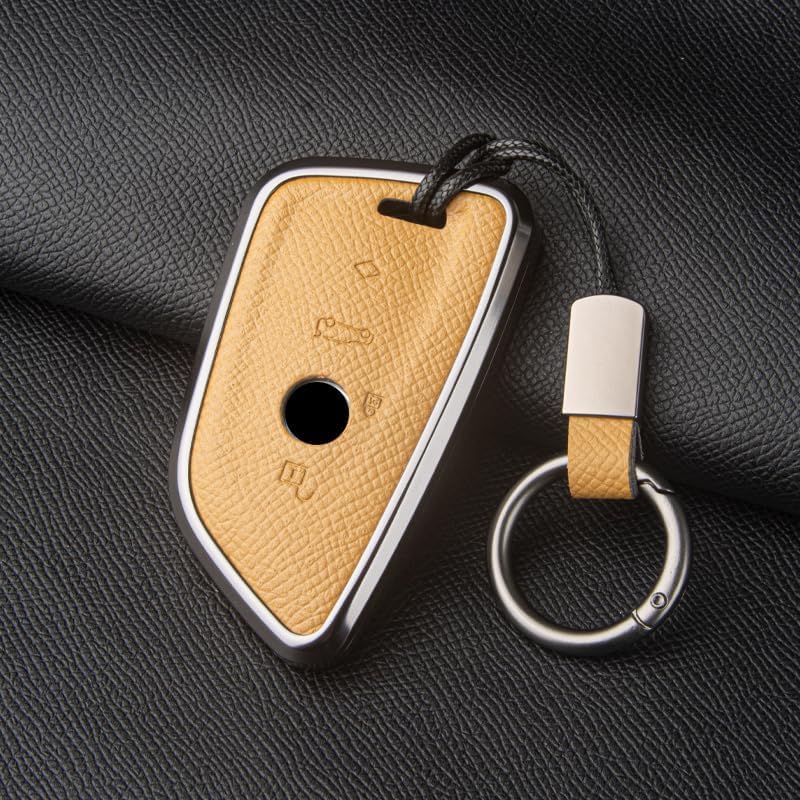 Car Key Case For BMW 3/4/5 Series X1 X2 X3 X4 X5 X6 325Li 530 i3 iX3,Foldable Remote Control Car Key Housing,Car Key Case Replacement,D-Beige-2