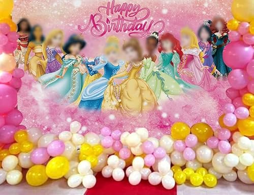 Girls Princess Backdrop Princess Happy Birthday Party Backdrop Princess Fantasy Fairy Tale Girls 1St 2Nd Birthday Party Photography Decoration Background Studio Props 5X3Ft #TOP4
