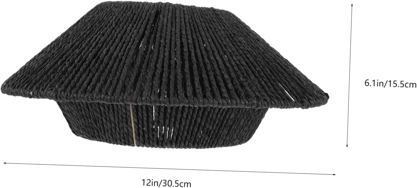 Rustic Woven Lampshade Ceiling Hanging Shade for Vintage Lighting Scalloped Lamp Cover Diffuse Warm Light for Living Room Easy Install