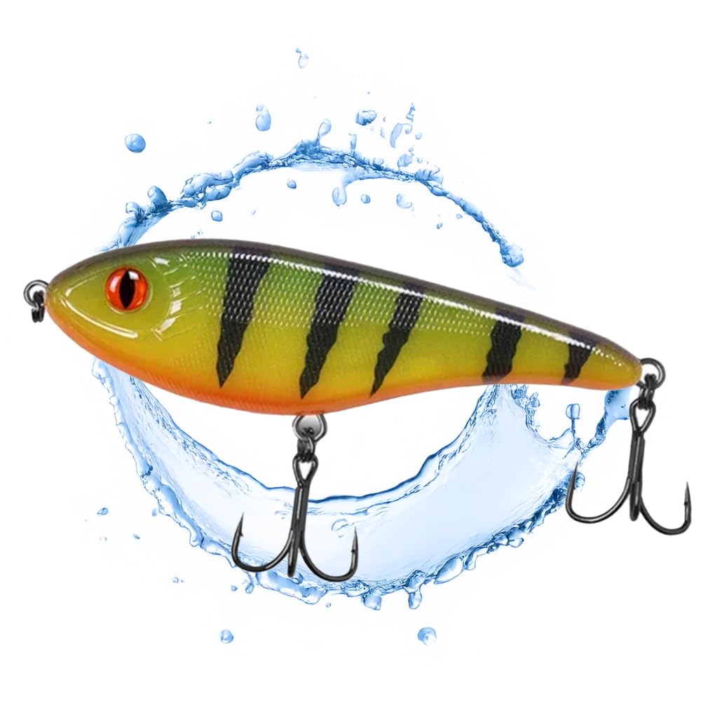 Jerkbait Hecht I 15cm, 80g Slow Sinking für große Hechte, Wobbler Jerkbait Hechtangeln, Kunstköder, Angelköder Raubfische, UV-aktive Jerkbaits