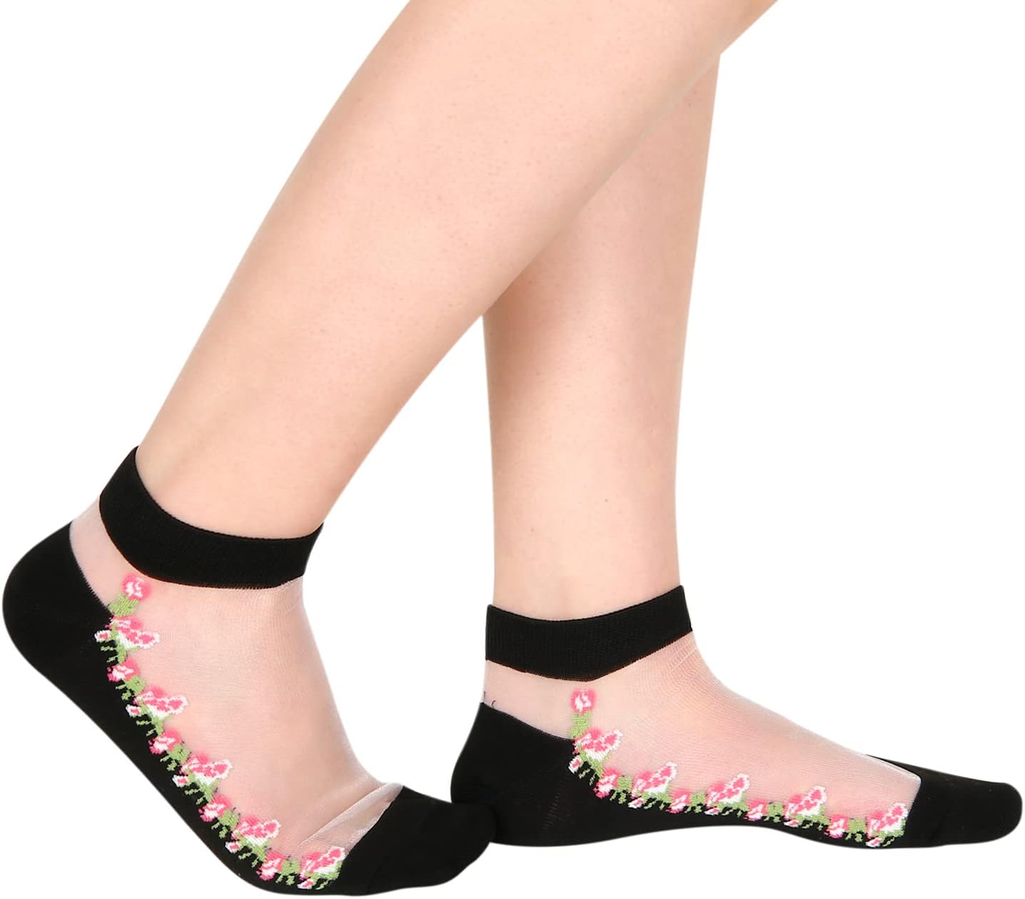 Benefeet Sox Womens Girls Sheer Ankle Socks Lace Mesh Socks Transparent See Through Clear Sock Thin Summer Nylon Short Sock