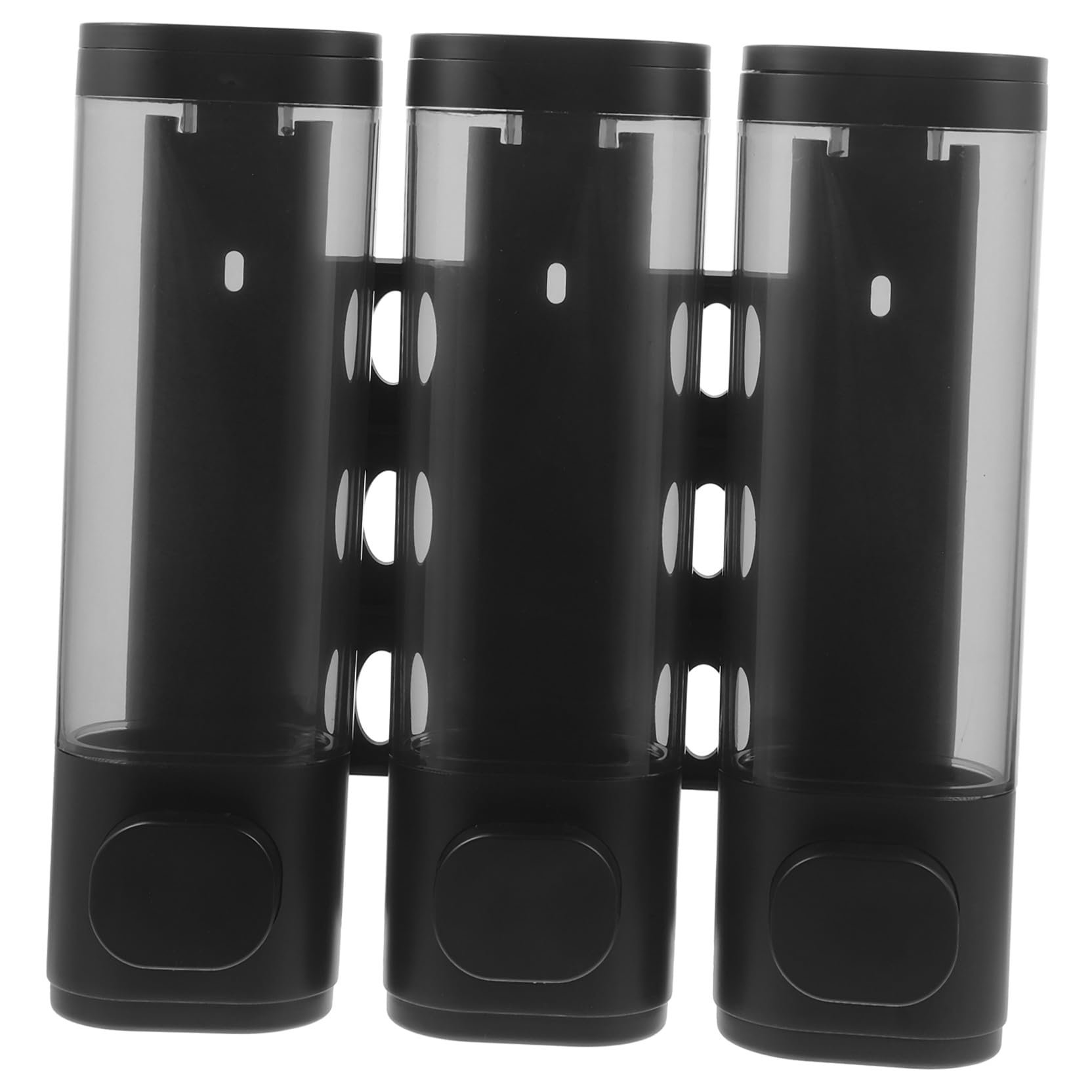 Dispenser Sapone da Muro 3 Camere Manuale per Bagno Nero Abs