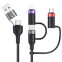 Vista 1 de PD 60W USB C Cable de carga rápida multifuncional trenzado de nailon 5-en-1 adaptador de carga rápida 3A USB/C a tipo C/Micro/teléfono compatible