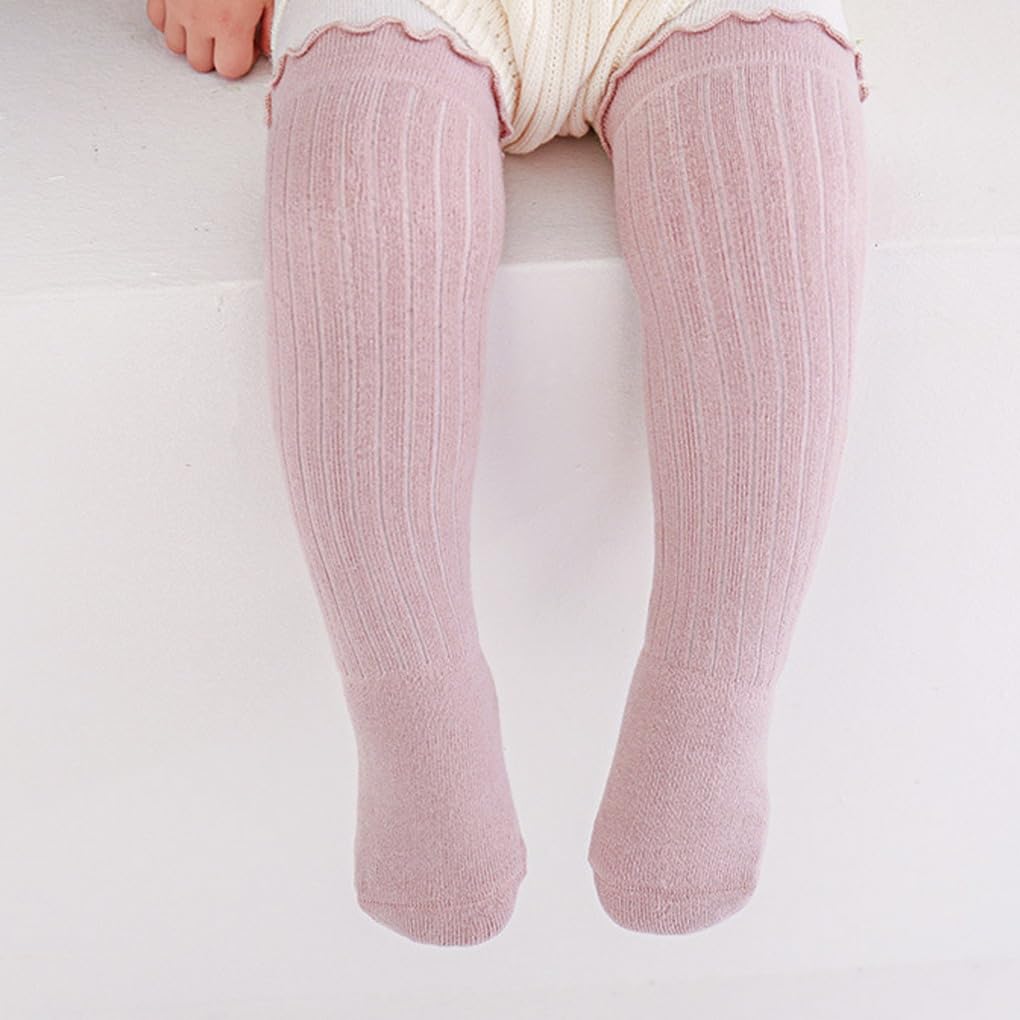 Chaussettes Hautes Montantes Bébés et Enfants, 6 Paires Grosse chaussette au genou 0-6-12 mois Longue chaussette enfant hiver coton 1-3 Ans