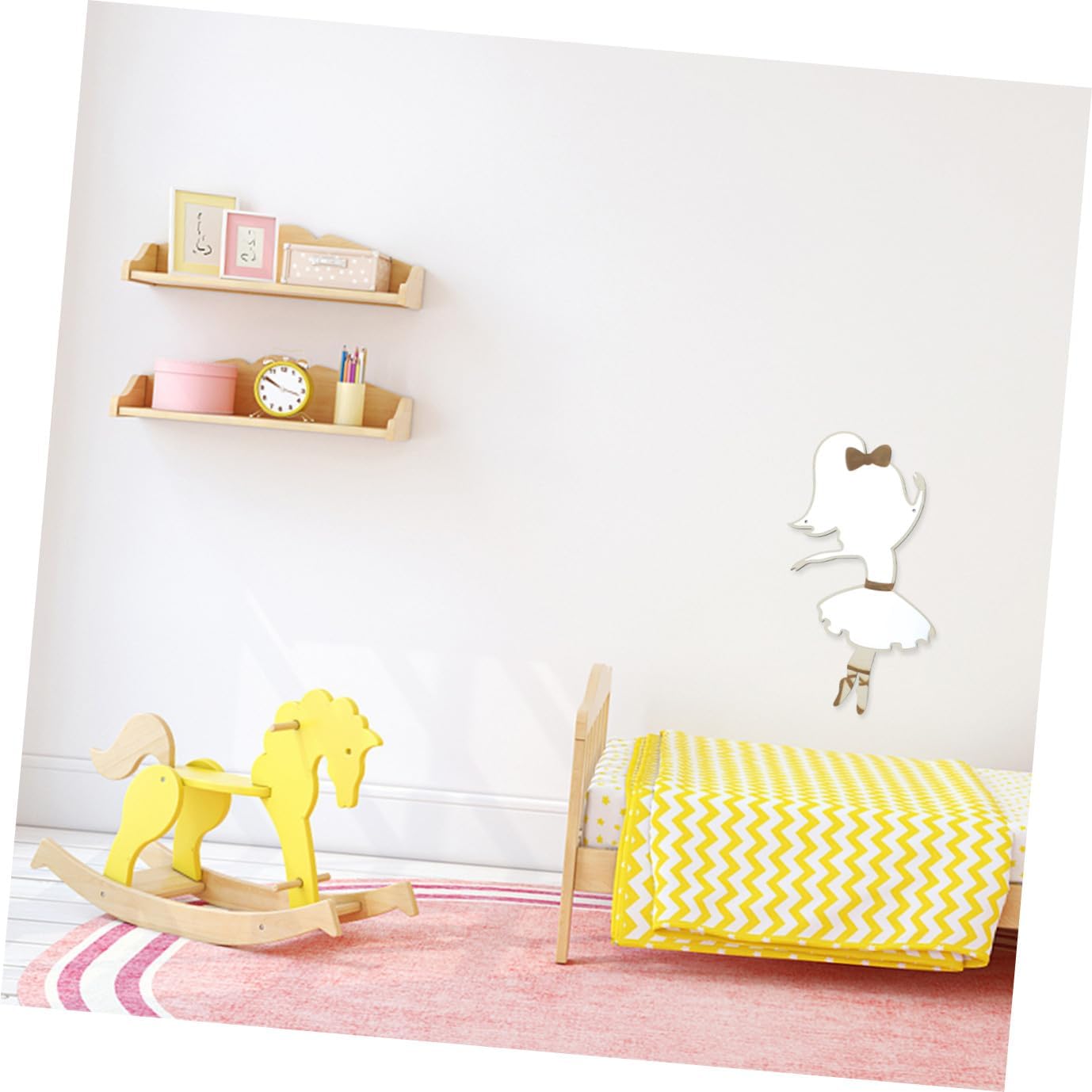 Zerodeko Non Acrylic Mirror Wall Decor for Boys and Girls Shatterproof Rabbit Design for Bedrooms Nurseries and Playrooms Easy to Hang and Safe for Boy Girl and Pets