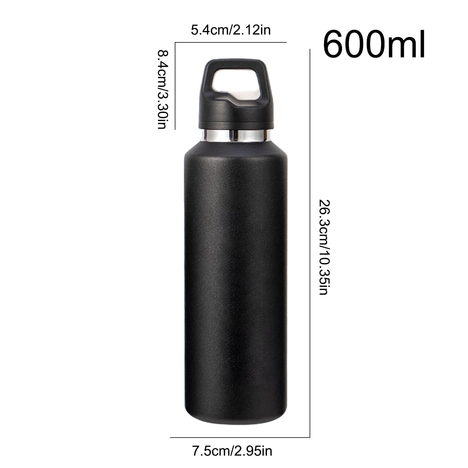 Borraccia in Metallo 600ml Acciaio Inossidabile con Apertura Facile | Borraccia Termica Isolata per Bevande per Sport Viaggio Ciclismo Escursionismo Ufficio Casa Palestra Tè Caffè Latte