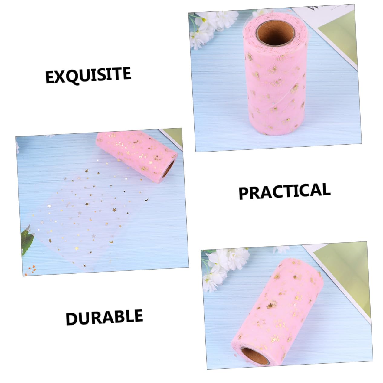 EXCEART Lot De 3 Rouleaux De Tulle À Paillettes Étoiles Polyvalents Pour La Confection De Jupes Et Décorations 2 Pièces X 3