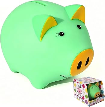 Glow in The Dark Piggy Bank for Kids, Unbreakable Plastic Money Savings Box, Cute Coin Bank for Toddlers Boys Girls Birthday Gift Gift