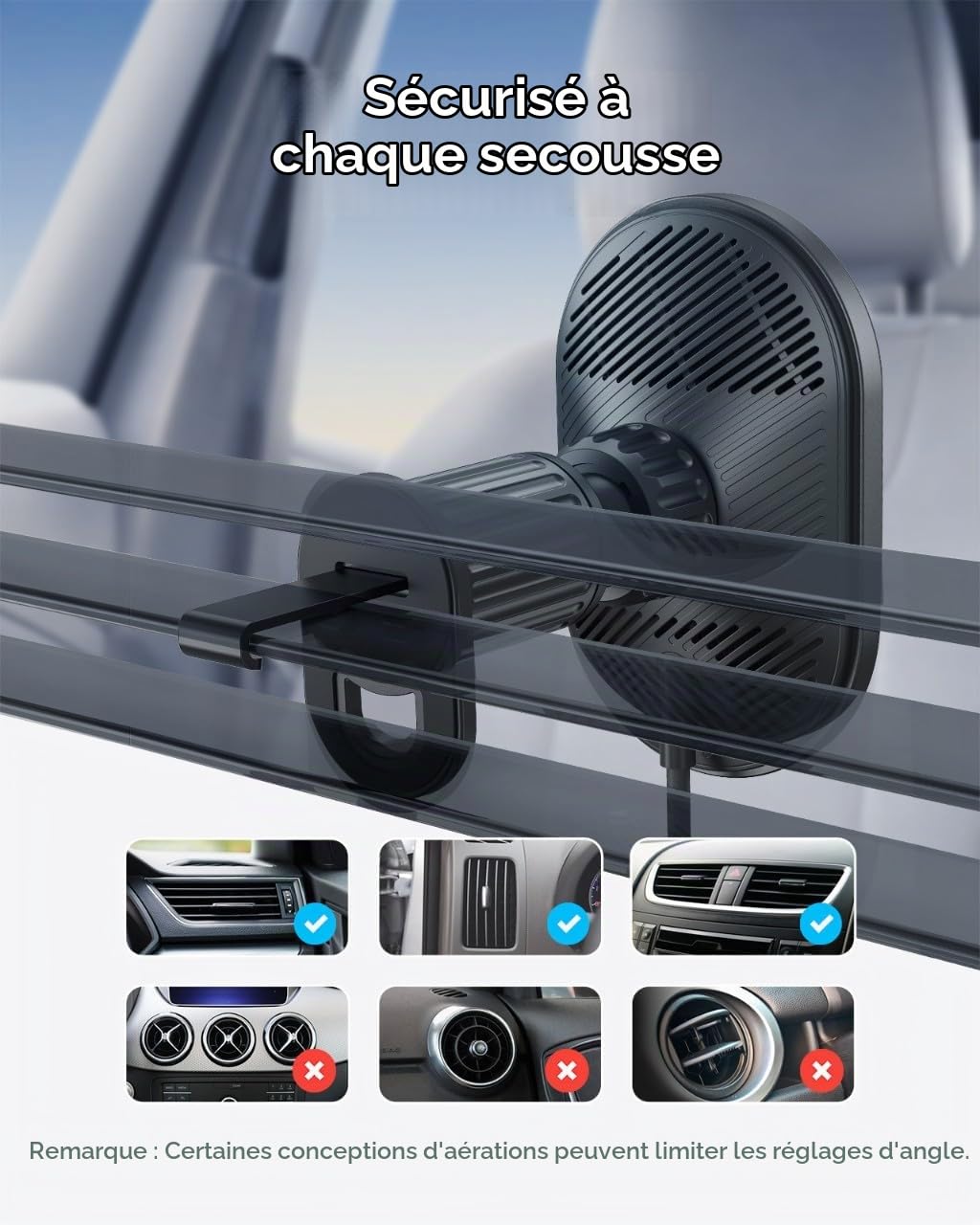 Anker Chargeur Magsafe Allume-Cigare à Induction 15W, Chargeur pour Automobile Rapide, Angle Ajustable 360° et Magnet Puissant, Support téléphone, pour iPhone séries 16/15(câble et Adaptateur Inclus)