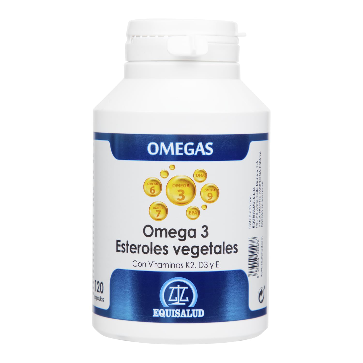 Omega 3 Esteroles Vegetales con vitaminas K2, D3 y E de Equisalud, 120 perlas