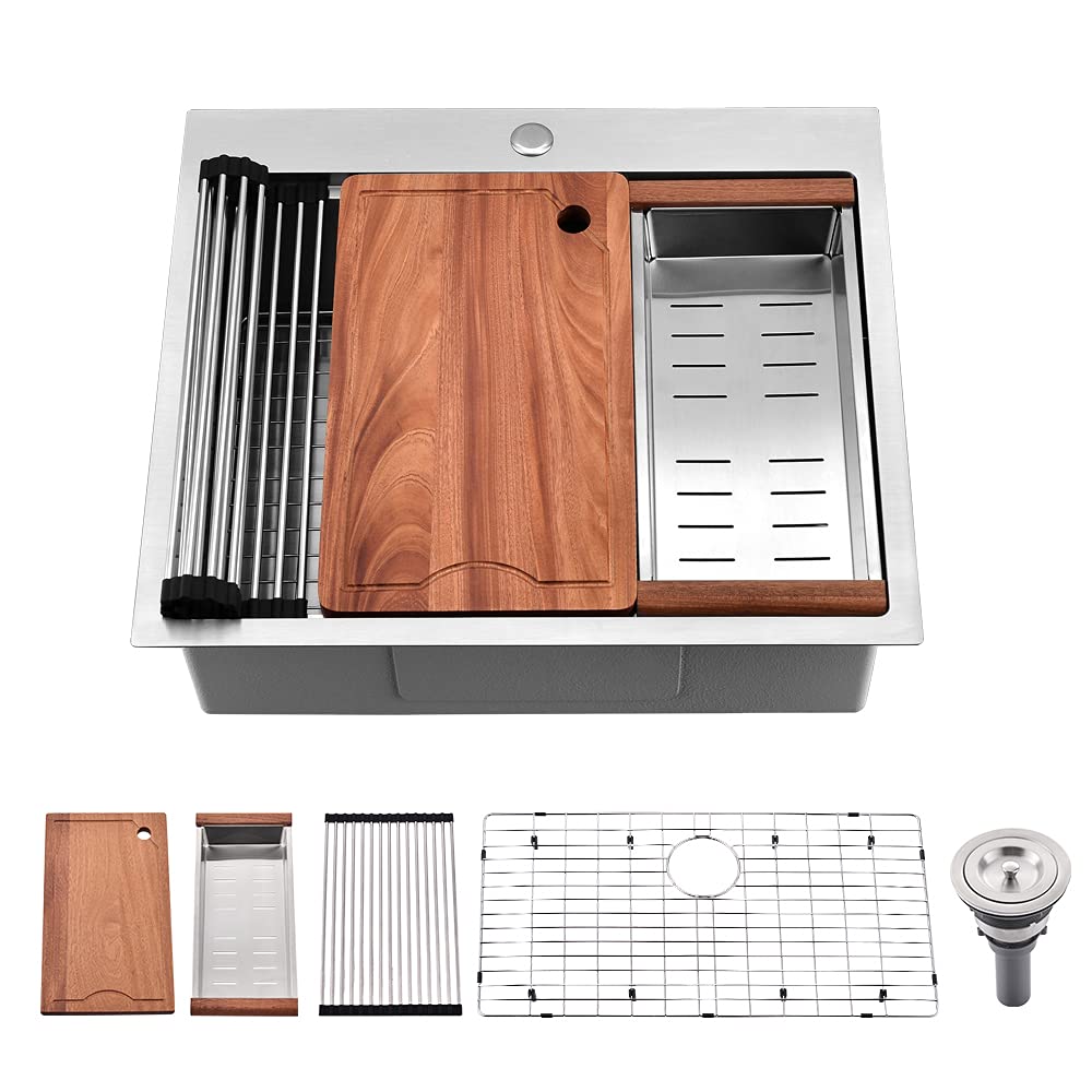 Buy 25 Inch Drop In Kitchen Sink Stainless Steel SOMRXO 25"×22" Top