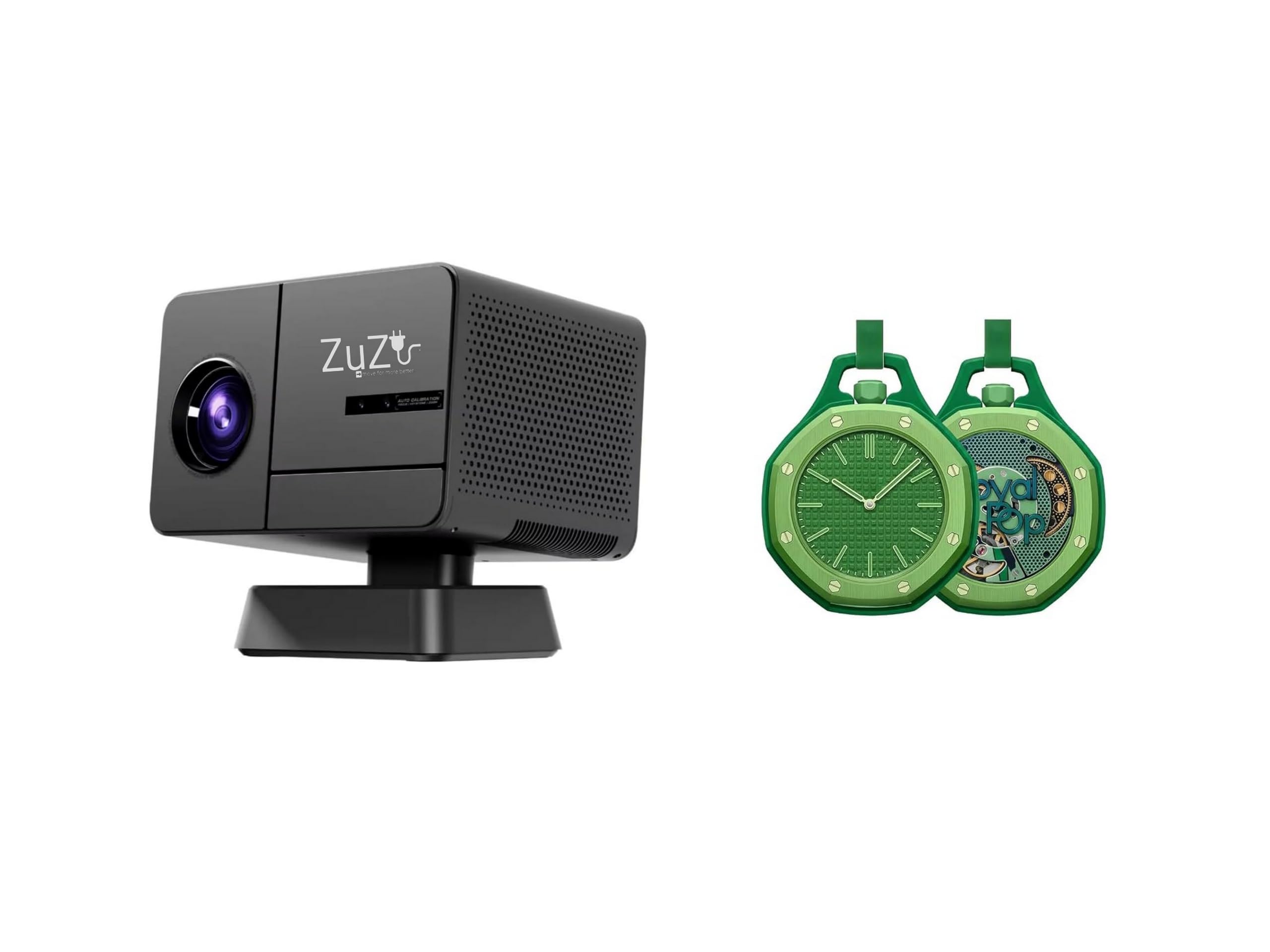 Zuzu 4K Smart Wireless LED Home Theater, TV & Video Game Projector with Wireless Controllers, Remote Control. 1080P HD with Pop Octagonal Pocket Analog Watch-image-12
