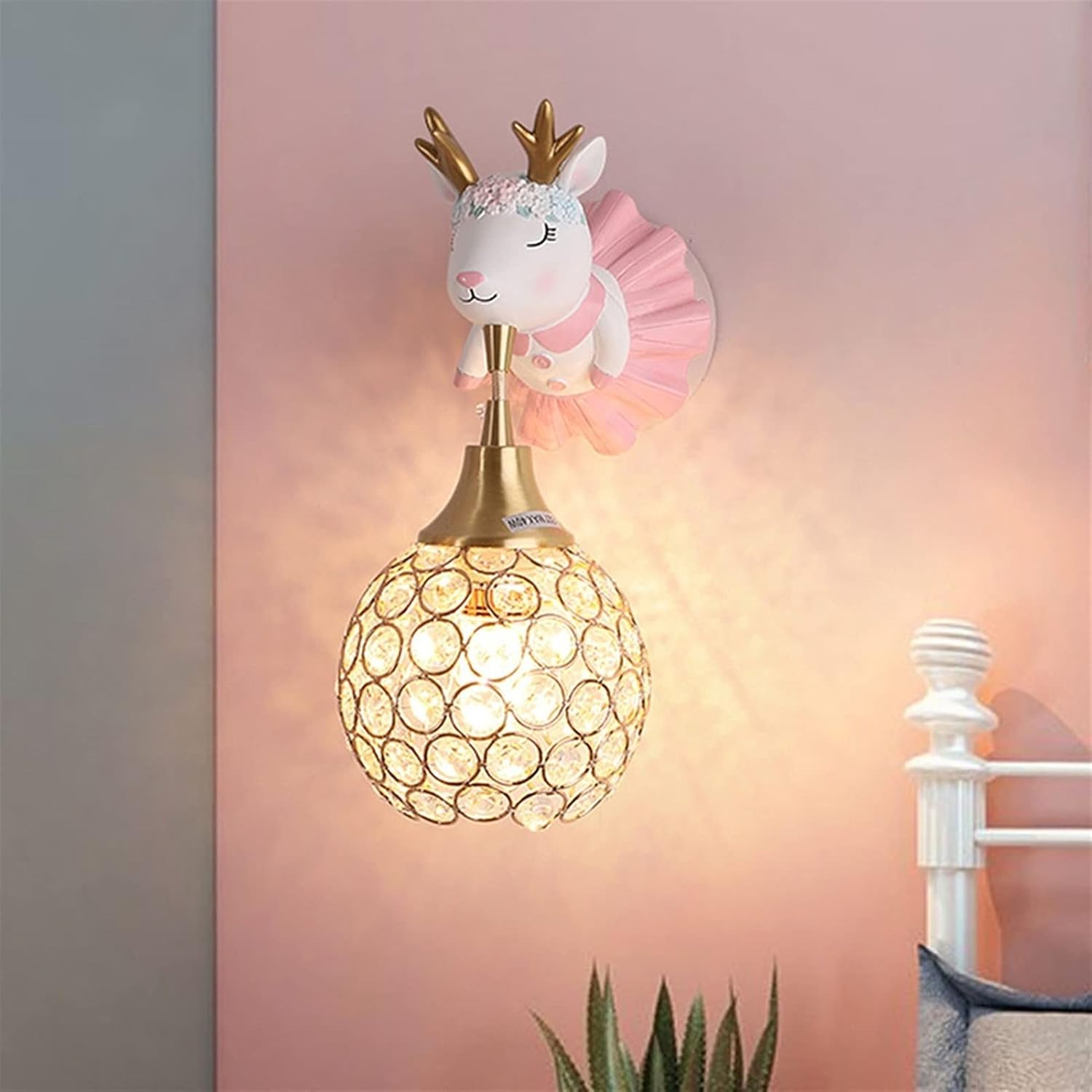 Modern Children's Room Bedroom Bedside E27 Wall Lamps Creative Resin Deer Design Living Room Background Wall Decorative Wall Lights Φ12cm Nordic Lighting Lamp Children's Day Gift
