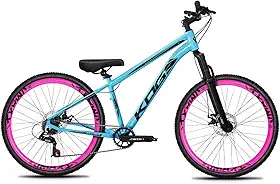 Bike Aro 26 para Manobras e Grau Estilo Freeride com Quadro de Alumínio Transmissão 1x7 Aros Coloridos Vmaxx Suspensão 80mm