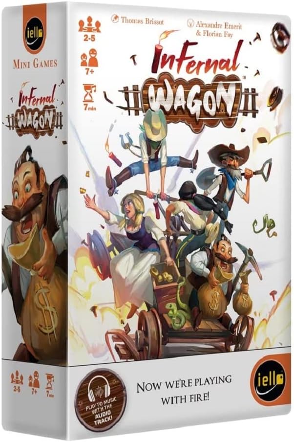 IELLO: Infernal Wagon - Quick Party Game, Complete Pre-Established Objectives to Prove Your Team Skill, Family Game, Ages 7+, 2-5 Players, 7 Minute Play Time