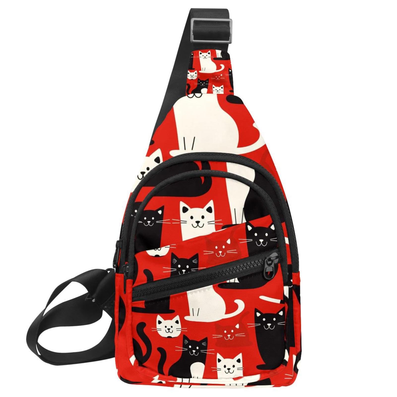 Mochila cruzada de gatos estampada con correa ajustable unisex 7