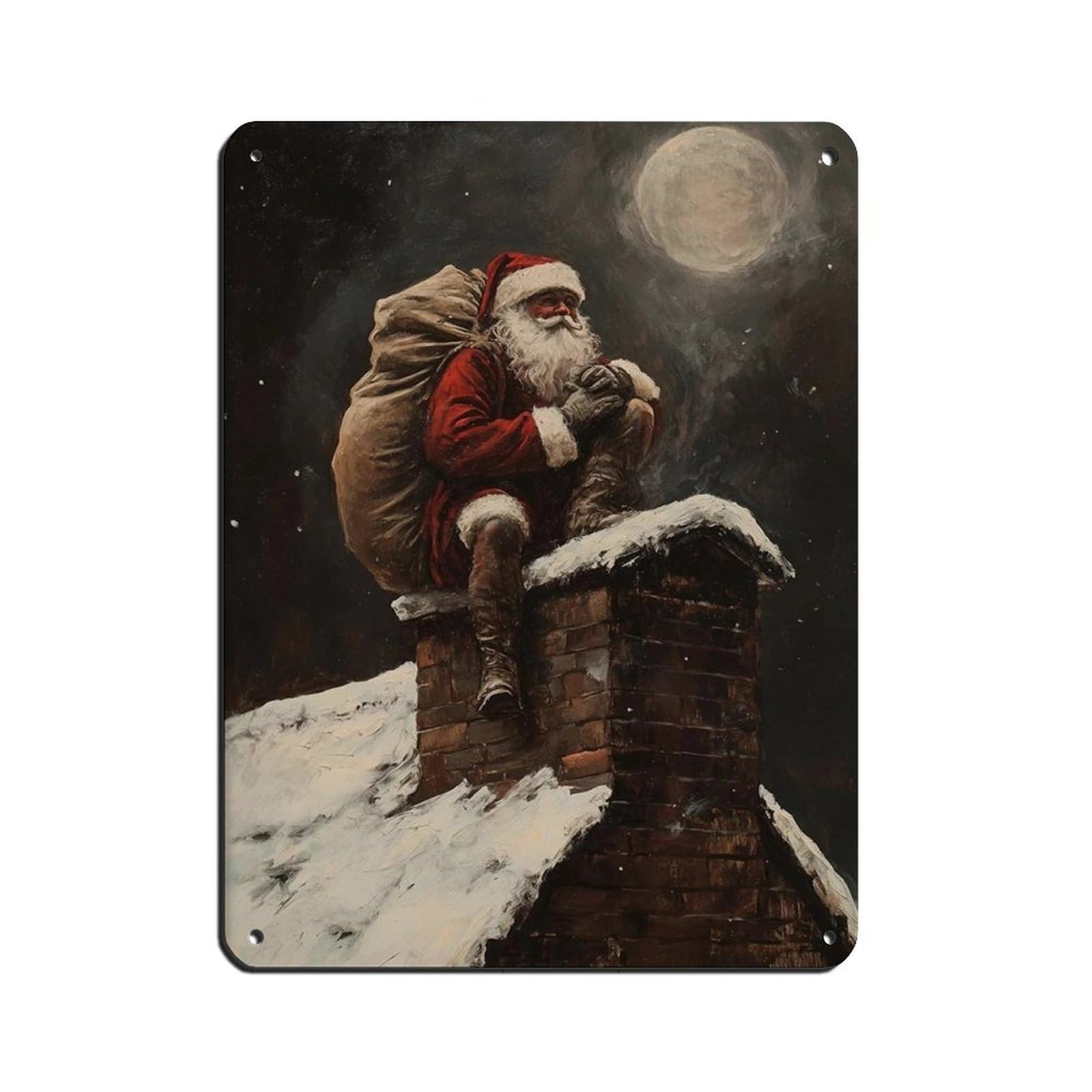 Santa Claus Dark Academia Poster Retro Poster Metal Tin Sign Chic Art Retro Iron Painting Bar People Cave Cafe Family Garage Poster Wall Decoration 12x16inch(30x40cm)