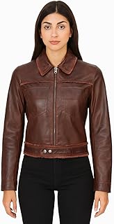 Women’s Vintage Leather Jacket – Premium Chocolate/Port Color Moto Style Outerwear