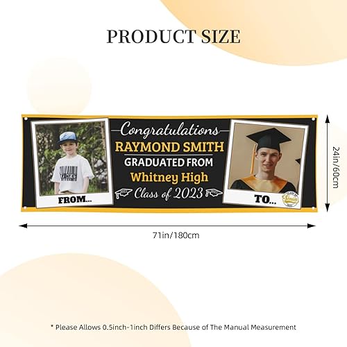 Miniatura 2 de Personazlied - Cartel de fotos de graduación para decoraciones de graduación de clase de 2023, 24 x 71 pulgadas, pancartas de fotos personalizadas