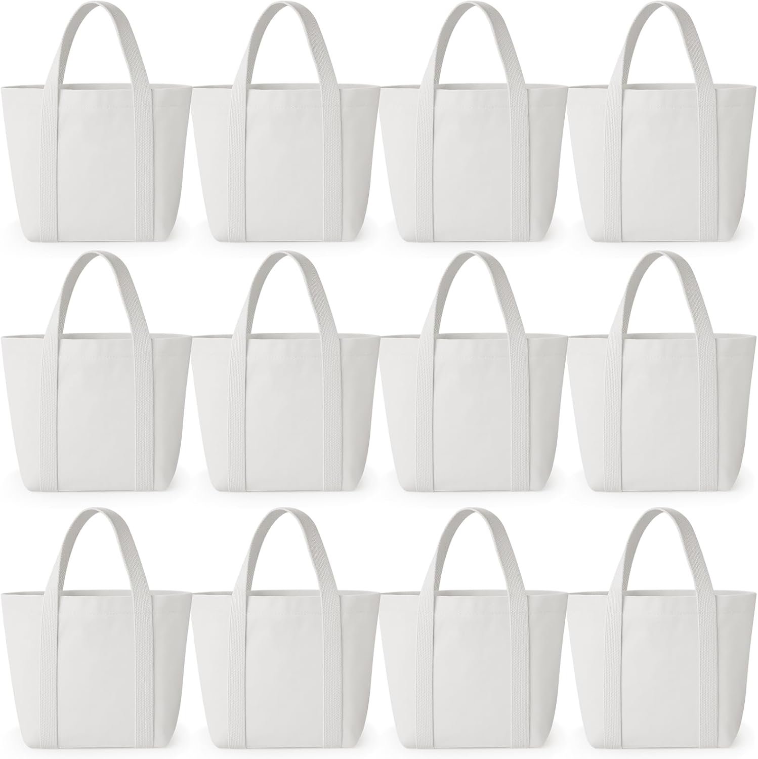 Aliceset 12 Pack Mini Canvas Tote Bags Reusable Mini Gift Bags Tote Bag for DIY