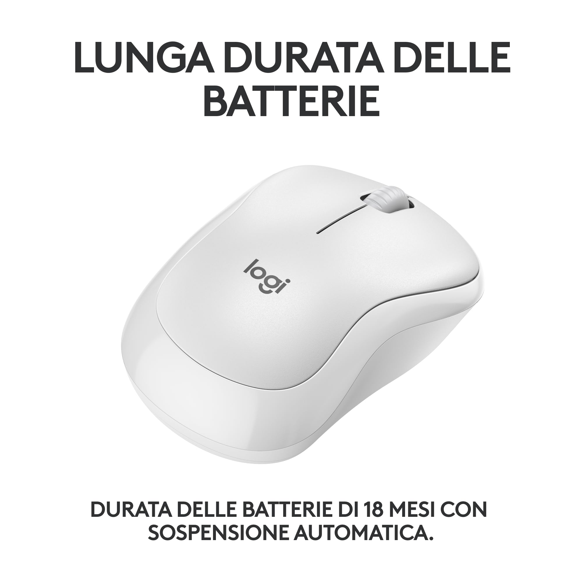 Logitech M240 Silenzioso Bluetooth Mouse, Wireless, Compatto, Portatile, Smooth Tracking, durata batteria 18 mesi, per Windows, macOS, ChromeOS, Compatibile PC, Mac, Laptop, Tablet - Bianco