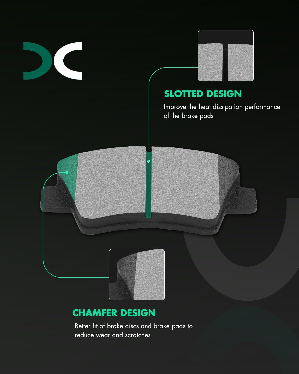SCITOO D1848 Ceramic Brake Pads Sets Rear w/Hardware Replacement For Hyundai For Tucson 2016-2021,For Kia For Sportage 2017-2021