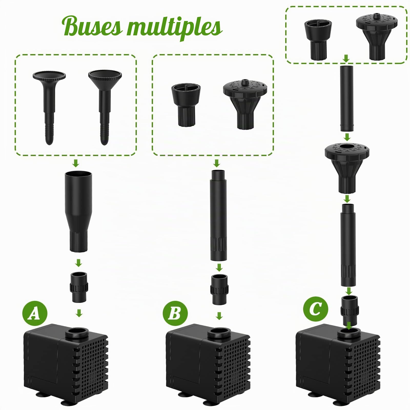 AMZtime Fontaine et Solaire 20W Pliante Pompe à Eau Extérieur avec Support Réglable pour Jardin, Étang, Bricolage
