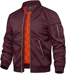 TACVASEN Men's Bomber Jacket Winter Warm Padded Work Coat Casual Windproof Quilted Jacket with Zipper Pockets