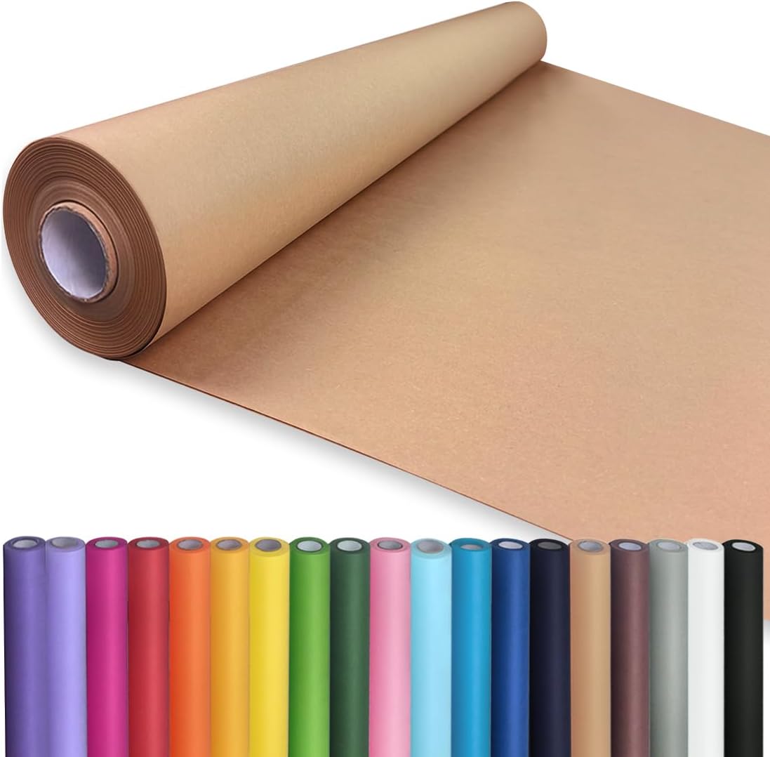 PerkHomy 36" x 1,440" (120') Brown Kraft Paper Roll for Craft Bulletin Board Paper Art Table Covering Crafting Gift Wrapping Bouquet Packing Parcel 70GSM 50LB (Brown, 36" x 120') Brown 36" Width x 120' Length
